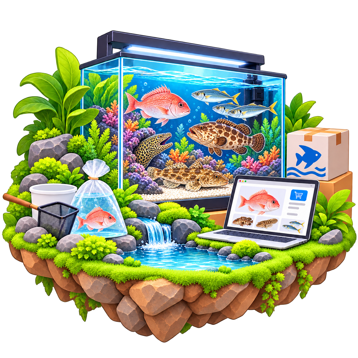 観賞魚販売事業を表したイラスト